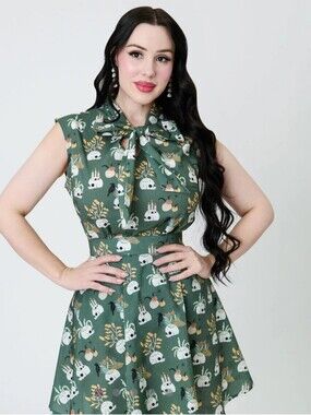 Retrolicious 100% Cotton Summerween Blouse And Skirt Set Size XS